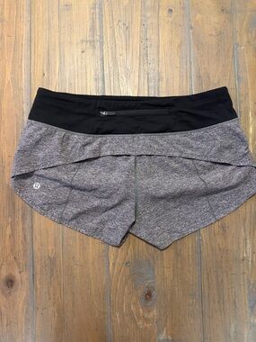 lululemon athletica Speed Up Black Waistband Gray Athletic Running Shorts